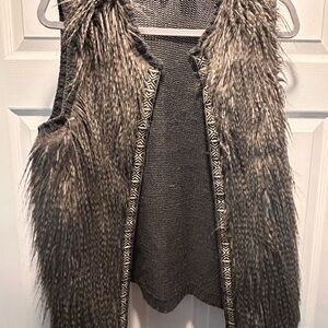 New Directions Charcoal Faux Fur Vest